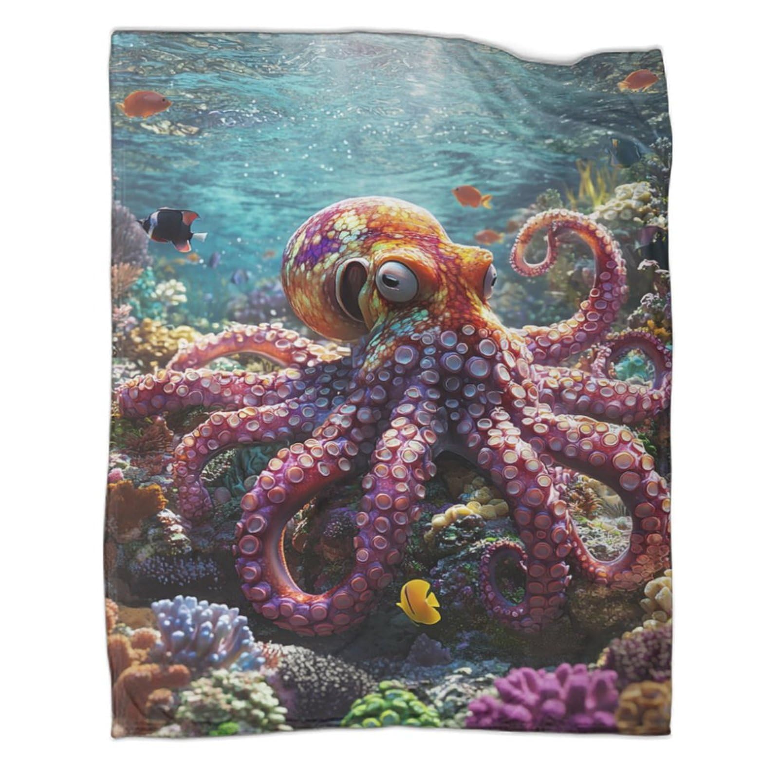 Couverture de voyage pieuvre 150x200 cm plaid chaud canape