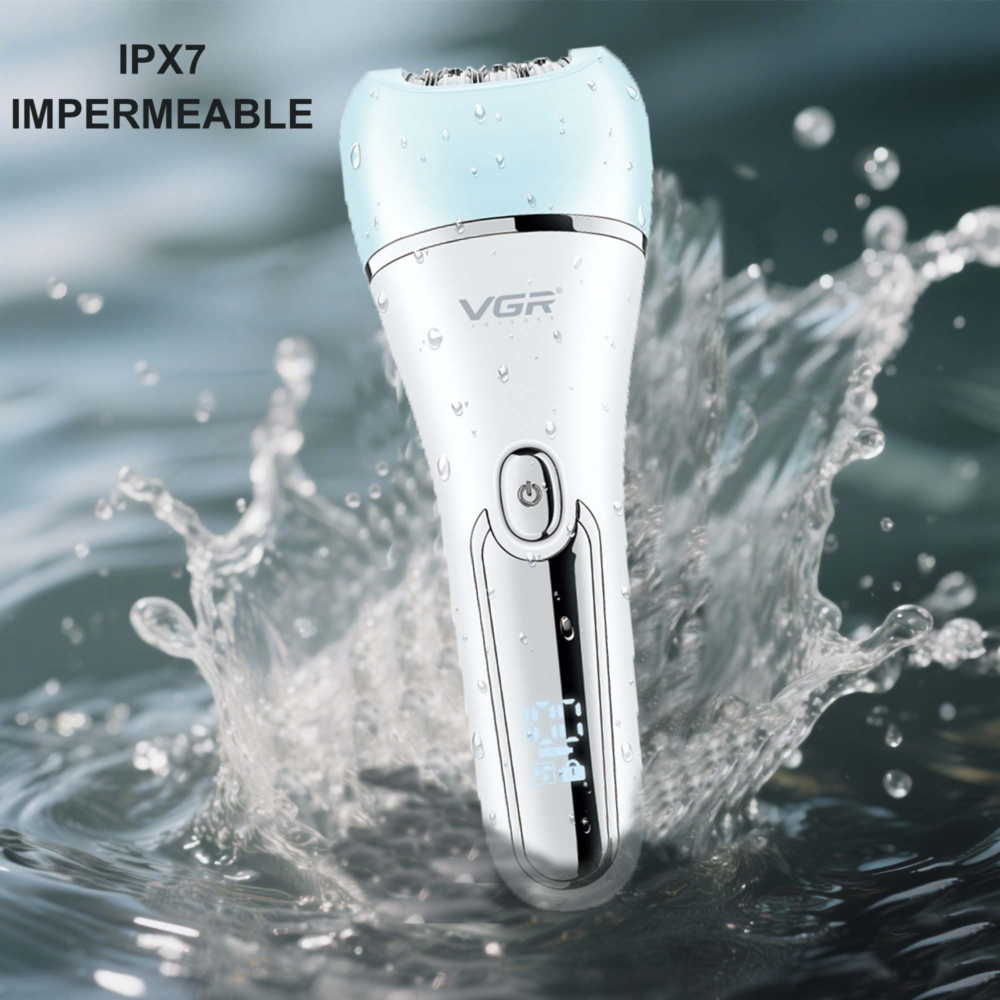 VGR 733 Depiladora Mujeres, 6 en 1 Inalámbrica y Recargable Maquina Depilar, Seco y Húmedo Recortador eléctrica, Afeitadora Facial y Corporal para Cara, Piernas, Axilas, Azul