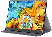 Forhelp 15.6" FHD 1080P Portable Monitor USB-C HDMI IPS Ultra-Thin for Laptop Mac PC PS5 Xbox Switch Gaming Smart Cover