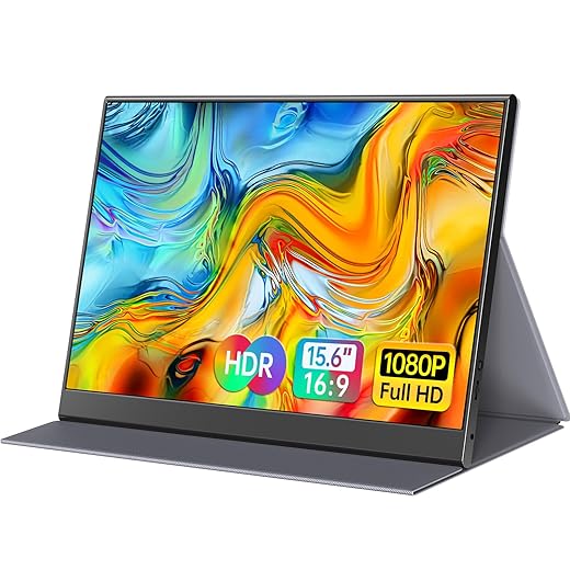 15.6inch Portable Monitor,1080P USB-C HDMI Second External Monitor for Laptop,PC,Mac Phone,PS,Xbox,Swich,IPS Ultra-Thin Zero Frame Gaming Display/Premium Smart Cover