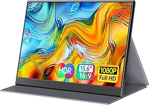 ForHelp 15.6inch Portable Monitor,1080P USB-C HDMI Second External Monitor for Laptop,PC,Mac Phone,PS,Xbox,Swich,IPS Ultra-Thin Zero Frame Gaming Monitor/Premium Smart Cover