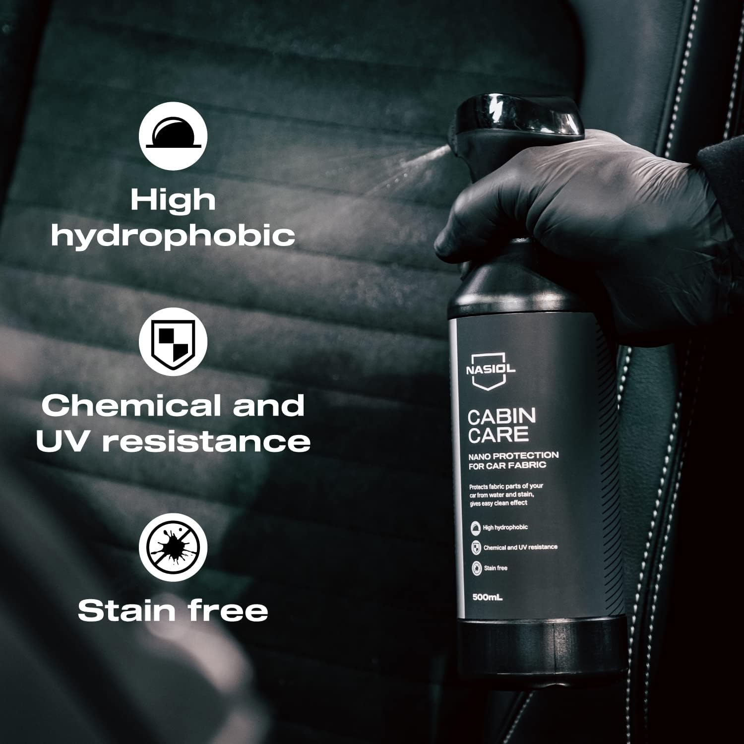 Nasiol Cabincare Nano Protection for Car Fabric, Upholstery Care, Water Repellent Fabric Protector for Car Interiors, Stain Repellent, Interior Care Products 17fl.oz. : Automotive