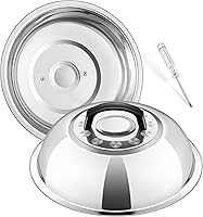 Vista 12 de Cúpula para Derretir Queso de 12 Pulgadas, HaSteeL Cubierta Redonda de Acero Inoxidable para Rociar y Vaporizar, Cúpula Grande Sólida para Plancha