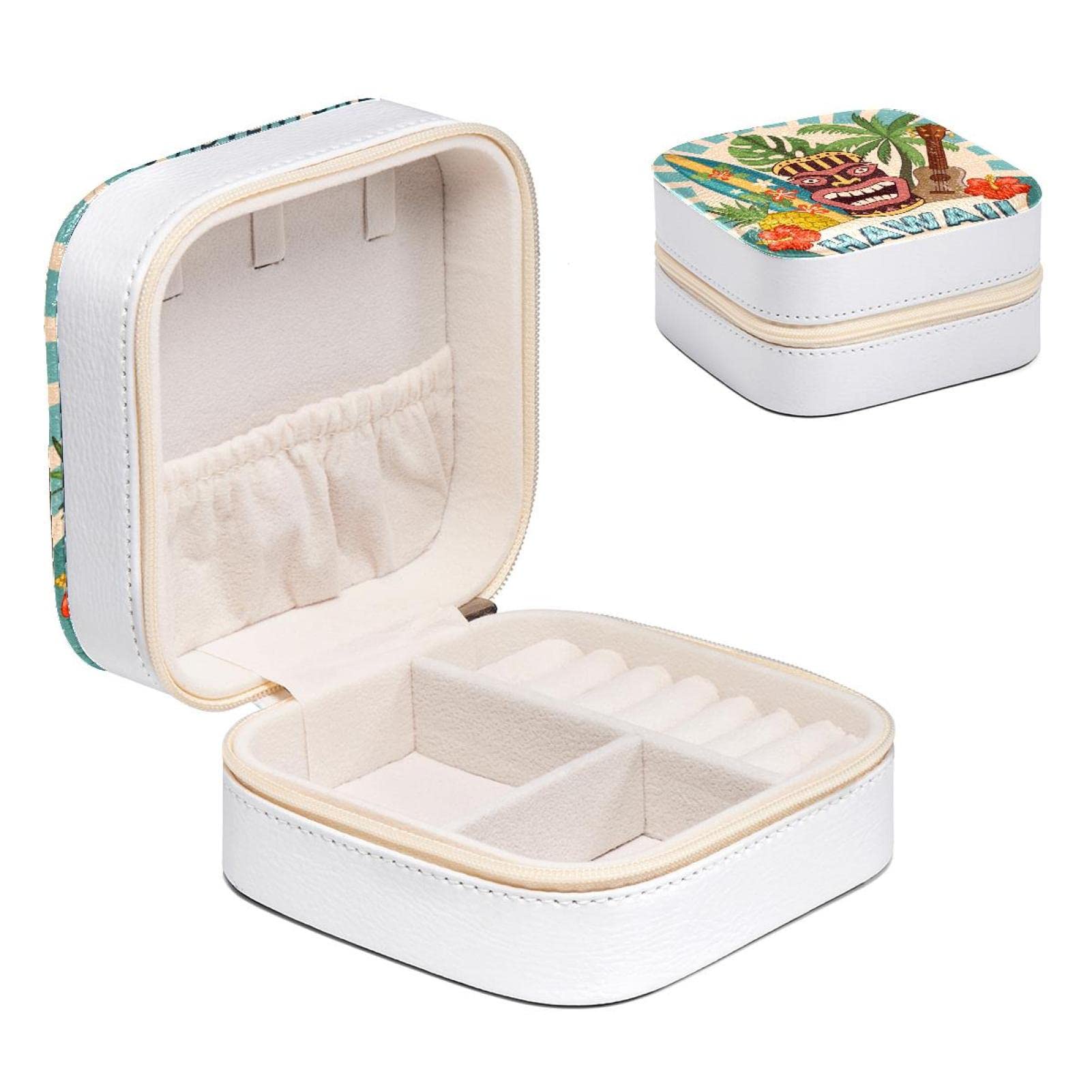 Boîte à bijoux pour femme et fille motif Hawaii 10.5 cm organisateur bagues et colliers