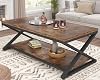 HSH Coffee Table Modern, 47 Inch Coffee Table with Storage Display Shelf, Minimalist Industrial Wooden and Metal Center Table for Living Room Office,Rustic Brown