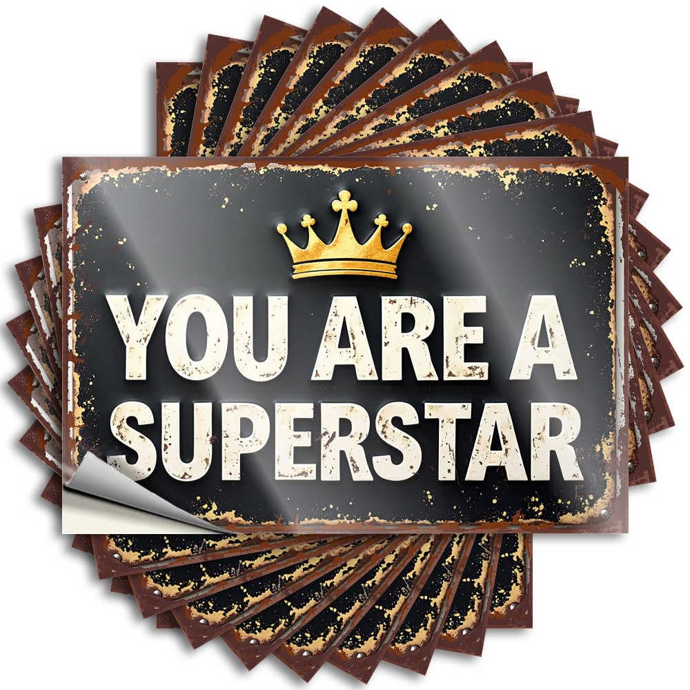 Decal Girly Outdoor Patio Decor Tumbler Golden Crown: You are A Superstar Motivational Sign - No Residue Decals for Farmers(6X9CM)