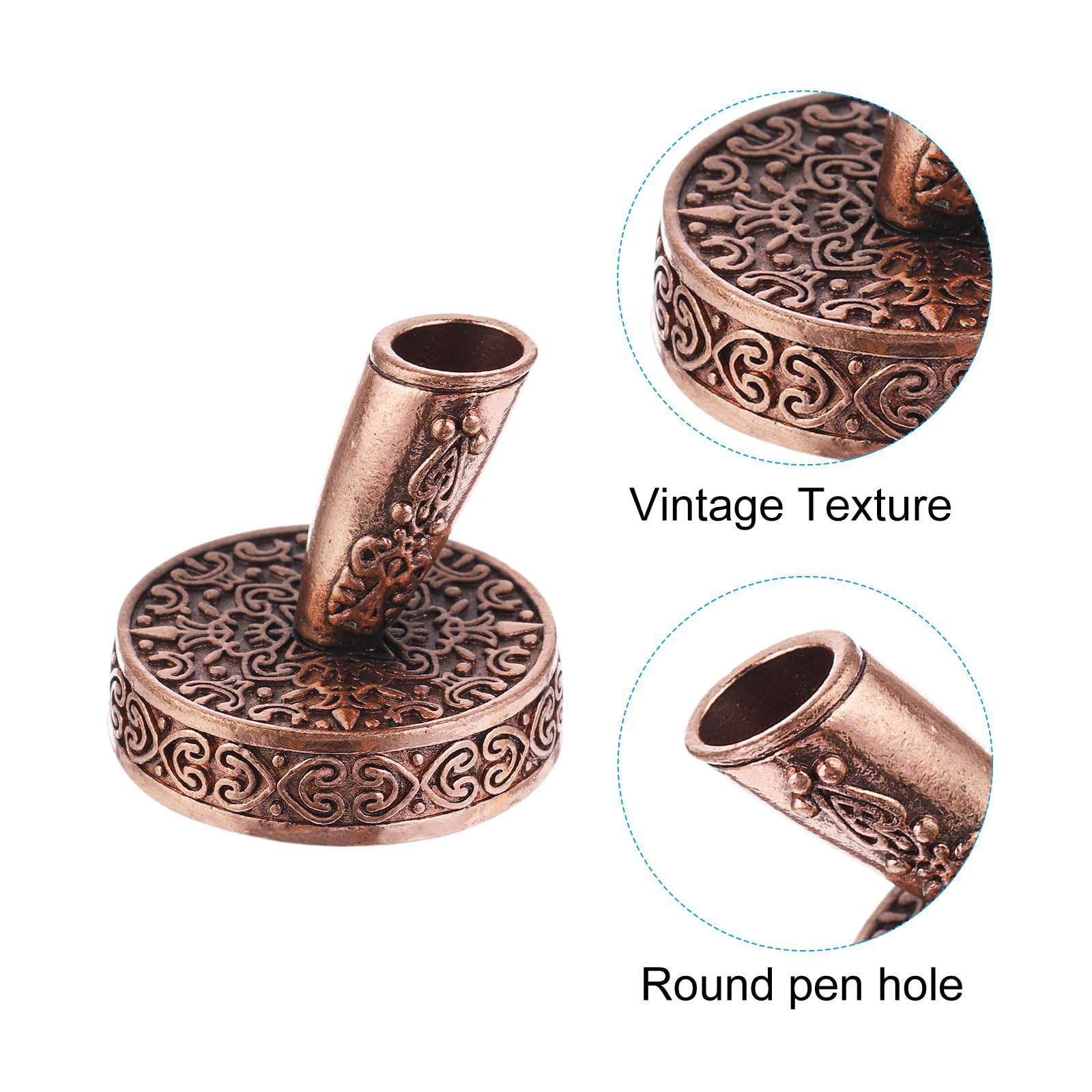 PATIKIL 2-Piece Vintage Red Bronze Metal Pen Stand, Desktop Pen Holder for Office Wedding, Engagement, Guests Book - Image 4