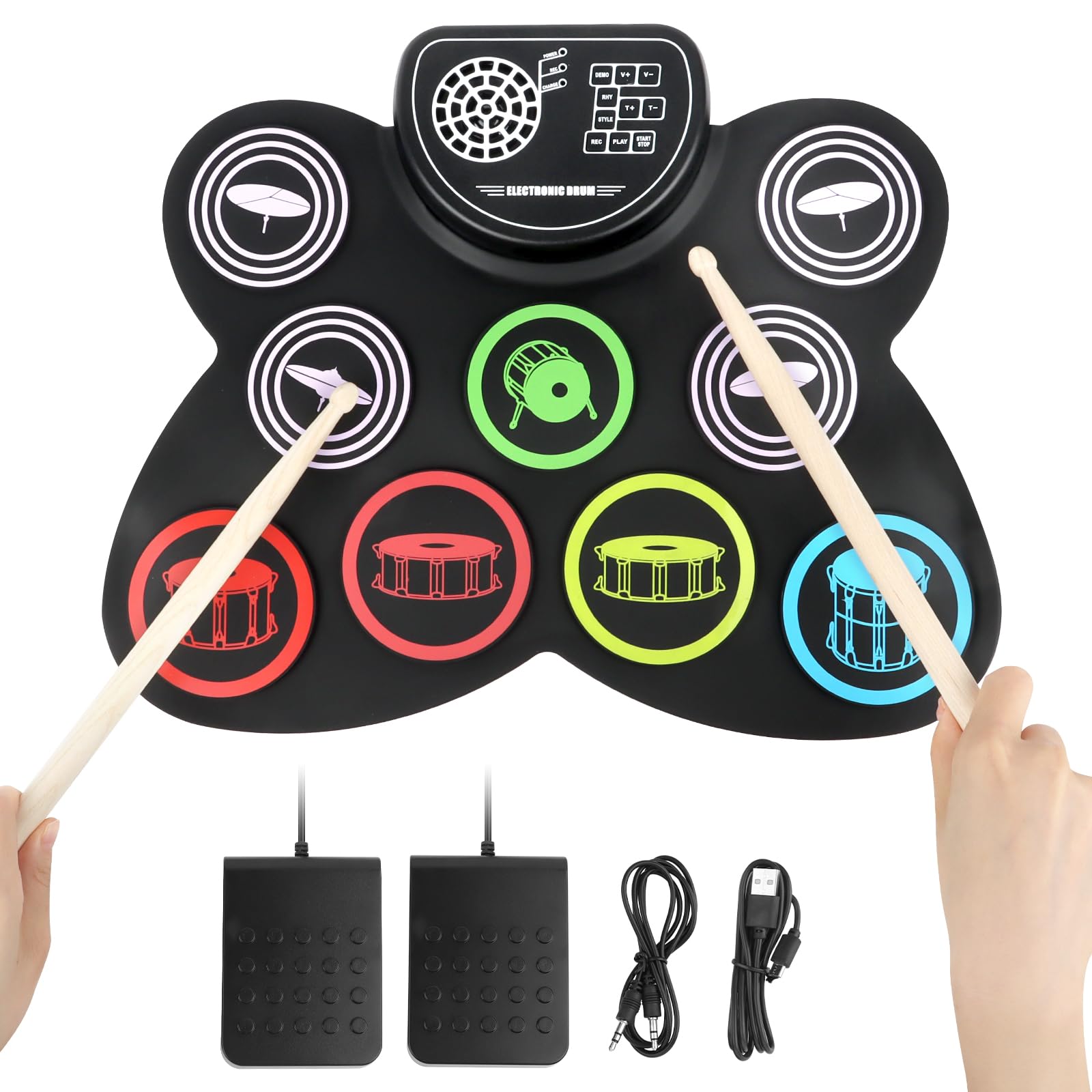 Batteria Elettronica per Adulti e Bambini - Strumento Musicale Professionale con Cuffie, Luci e Effetti Sonori - Ideale per Principianti ed Esperti
