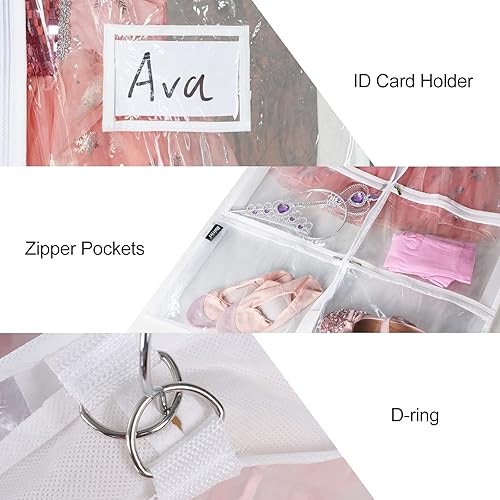 Miniatura 3 de Univivi - Juego de 3 bolsas para prendas de 60 pulgadas portatrajes para almacenamiento y viajes, con protector antipolillas, ligero y resistente,