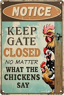 Chicken Coop Signs Funny Chicken Coop Accessories Outdoor Chickens Metal Sign Keep Gate Closed Sign Chicken Lovers Gifts Chicken Warning Sign For Home, Kitchen, Farm, Garden Chicken Coop Decorations