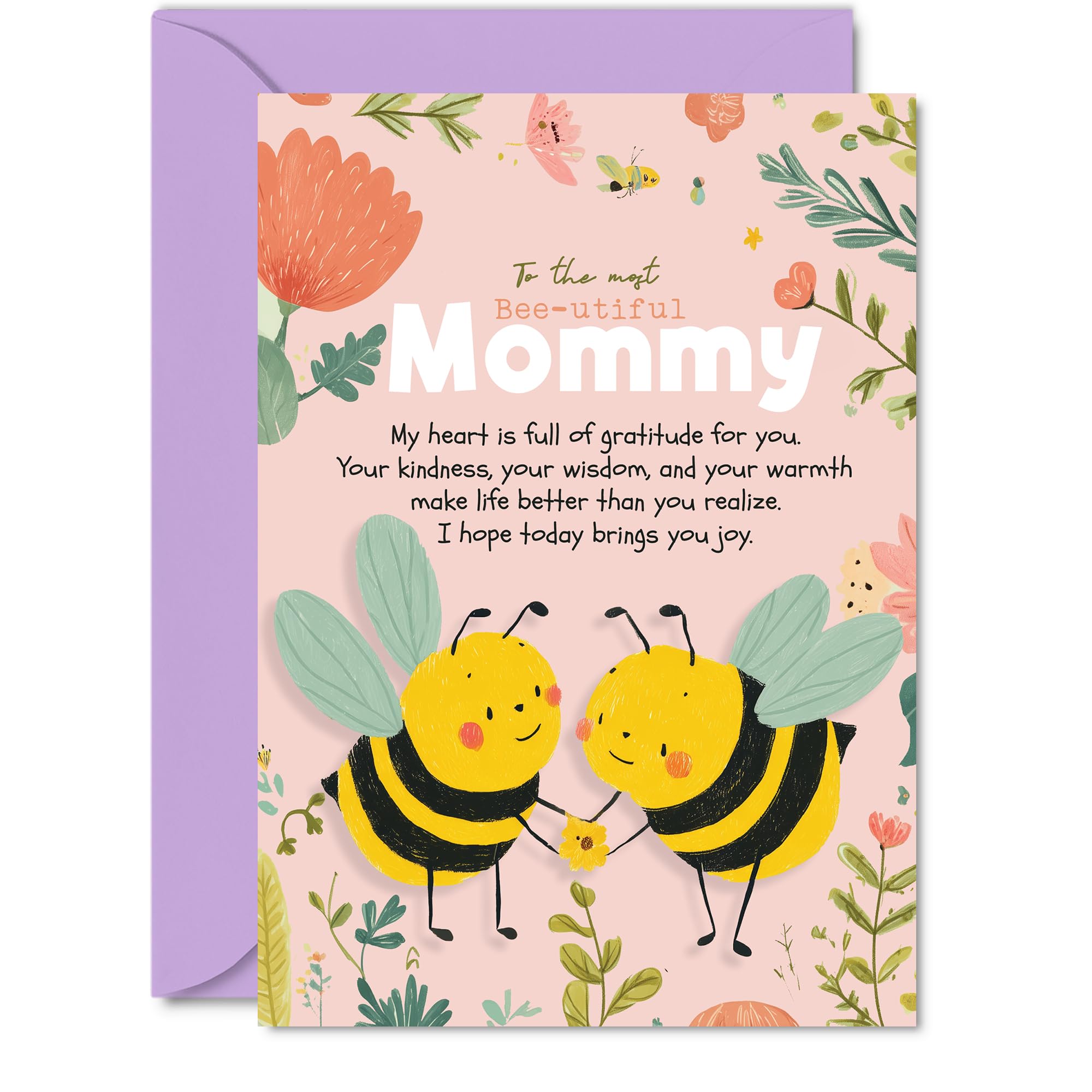 Mommy Birthday Card - My Heart Is Full - Happy Birthday Card for Mommy from Son Daughter, 5x7 Inch Warm Sentimental Mother's Day Greeting Cards