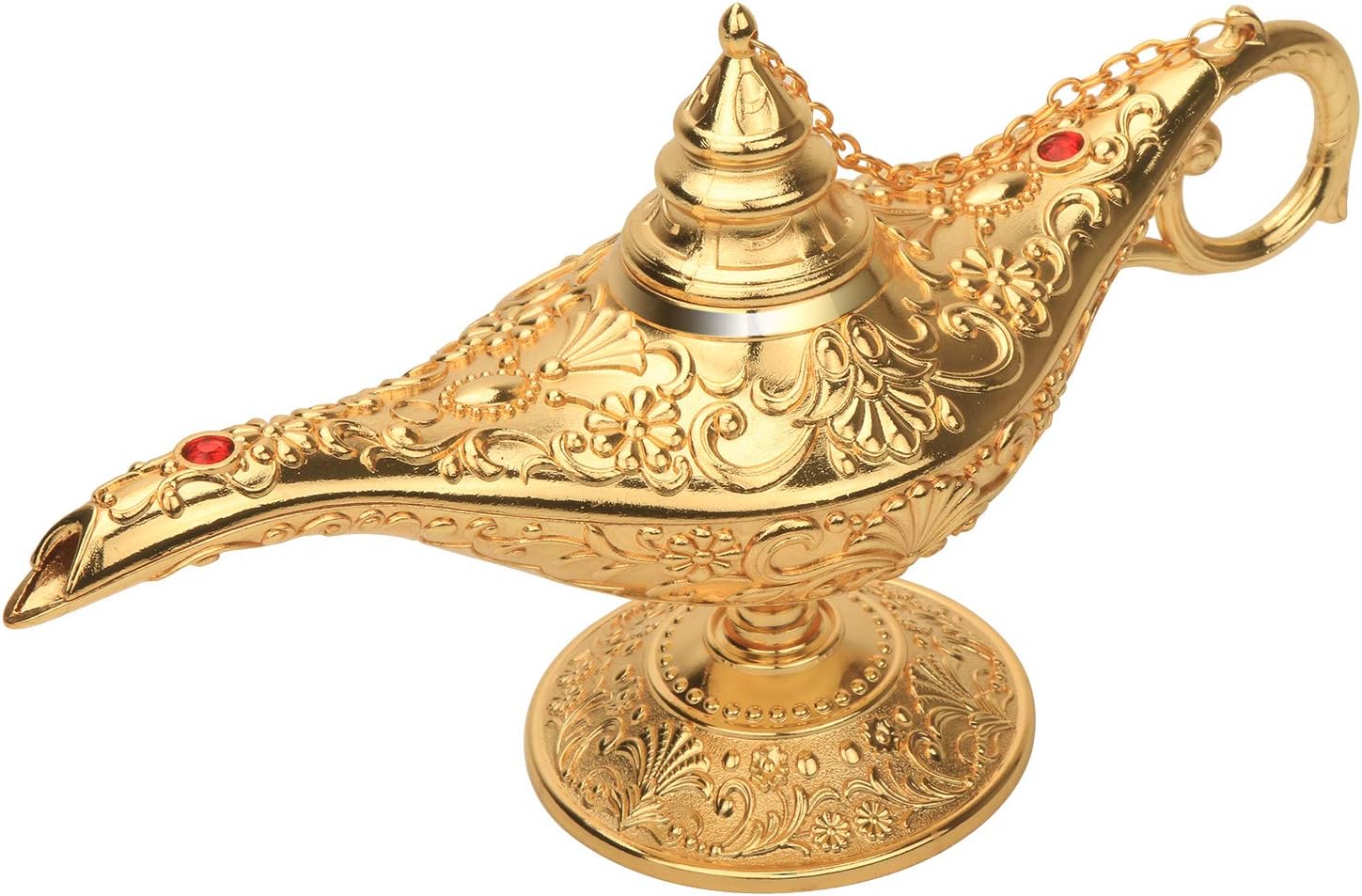 LAUYOO Classic Aladding Magic Genie Lamp Legend Wishing Light Costume Lamp Metal Carved Incense Burner for Home Tabletop Decoration Party Birthday Halloween Christmas Size 7 x 20.7 x 11.3CM