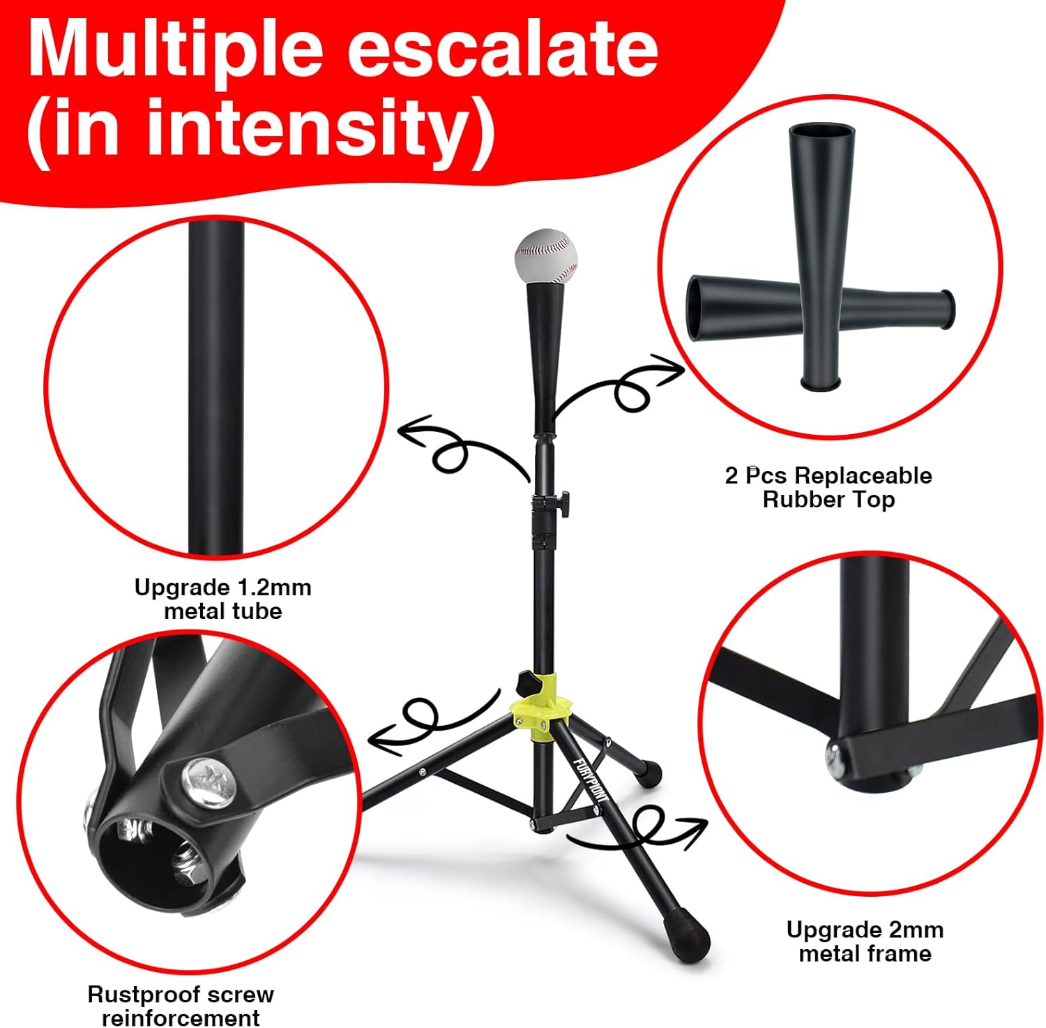 Baseball Softball Hitting/Batting Tee,Adjustable Height Teeball Tee for Kids and Youth with Bonus Plastic Training Balls