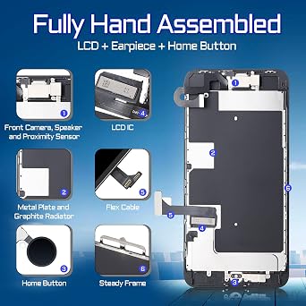 for iPhone 8 Plus Screen Replacement Home Button Black 5.5 3D Touch LCD Digitizer Display Earpiece Full Assembly Front Camera Speaker Proximity Sensor Glass Fix Tools kit A1864 A1897 A1898
