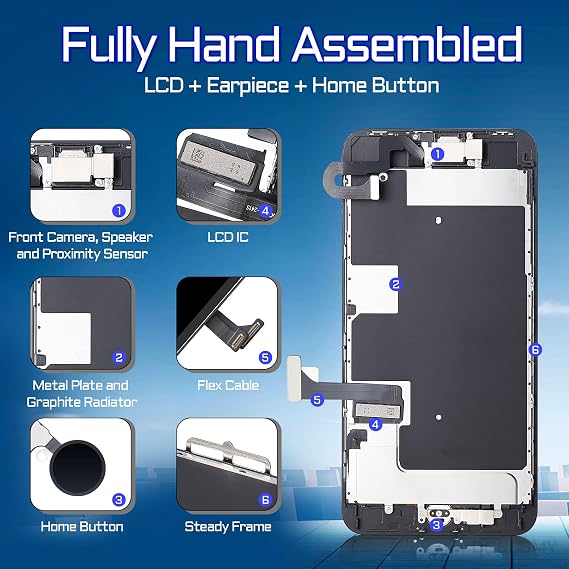 for iPhone 8 Plus Screen Replacement Home Button Black 5.5 3D Touch LCD Digitizer Display Earpiece Full Assembly Front Camera Speaker Proximity Sensor Glass Fix Tools kit A1864 A1897 A1898