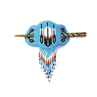 Vista 29 de Pinzas para el cabello con cuentas Colección hecha a mano estilo nativo americano (azul)