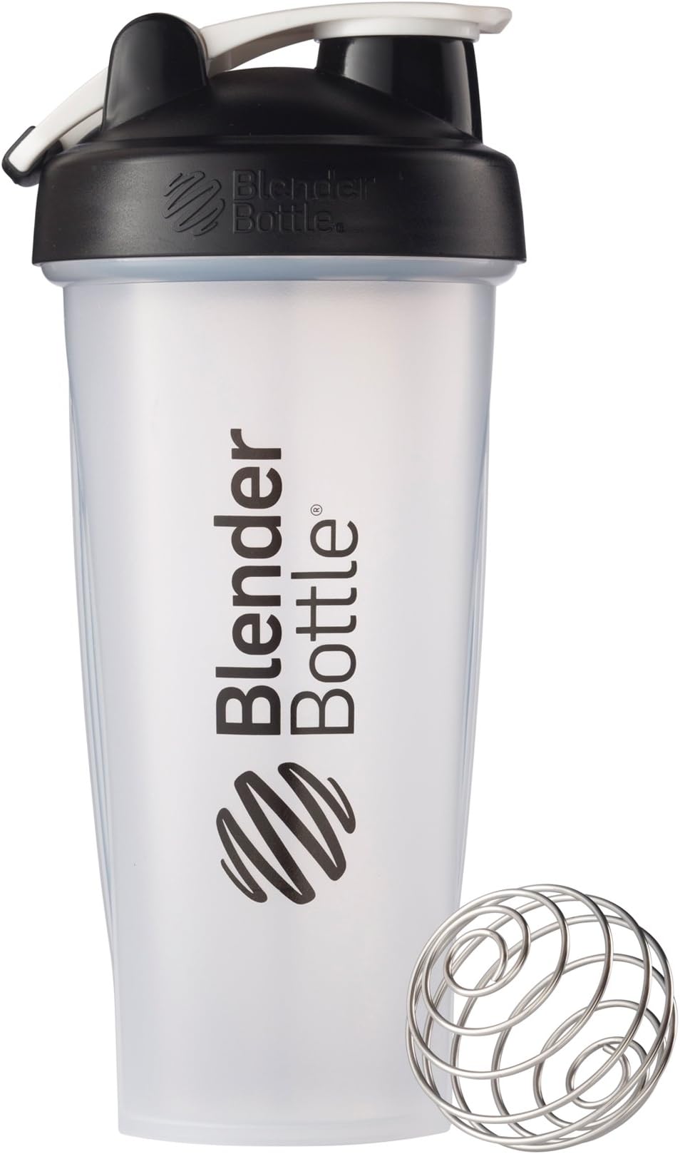Classic Shaker Bottle Perfect for Protein Shakes and Pre Workout, 28-Ounce, Clear/Black/White