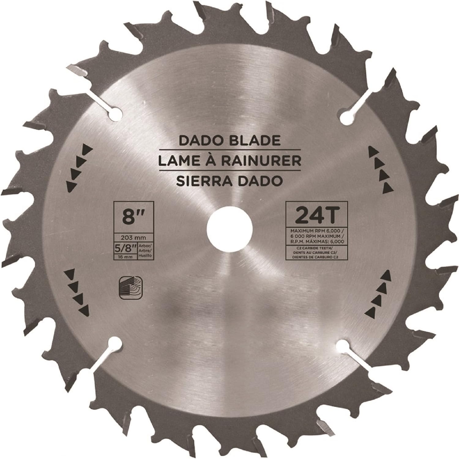 Dado Blade Set 8", 200 mm, 24 Tooth, Carbide Tipped, Stacking