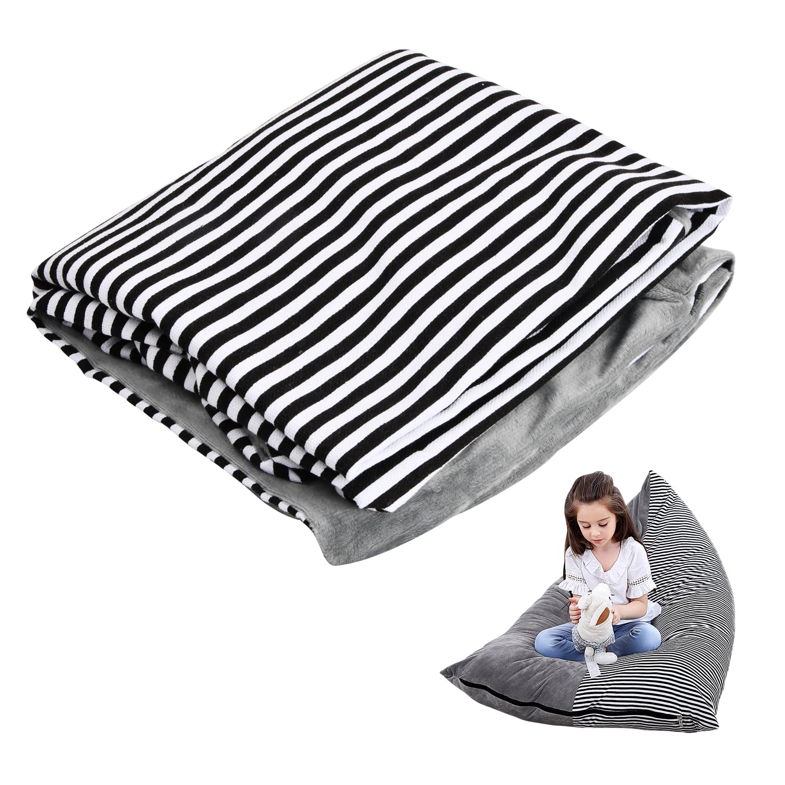 Funda de Puff sin Relleno, Puf de Almacenamiento de Animales de Peluche, Bolsa de Frijol Grande para Silla de Peluche 127x76,2x88,9cm, Juguetes de Peluche Organizador Niños Adultos, Only Cover (A)