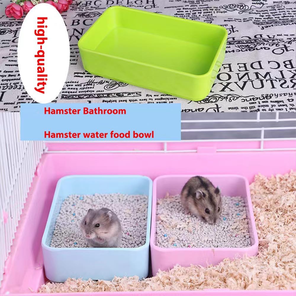 2pcs Hamster Bathroom with Scoop, Hamster Bathtub Box, Hamster Bathing Bowl, Food and Water Container,Hamster Sand Bath Container, Hamster Bathtub Toilet for Hamster Accessories (White)