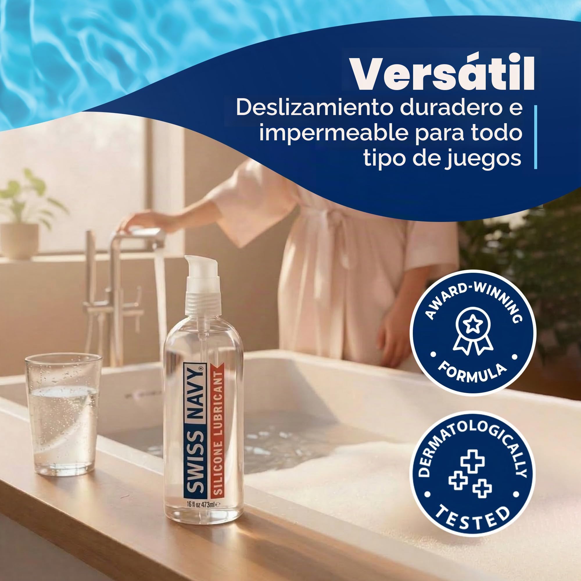 SWISS NAVY Lubricante sexual de silicona premium, 16 onzas, lubricante para hombres, mujeres y parejas. MD Science Lab