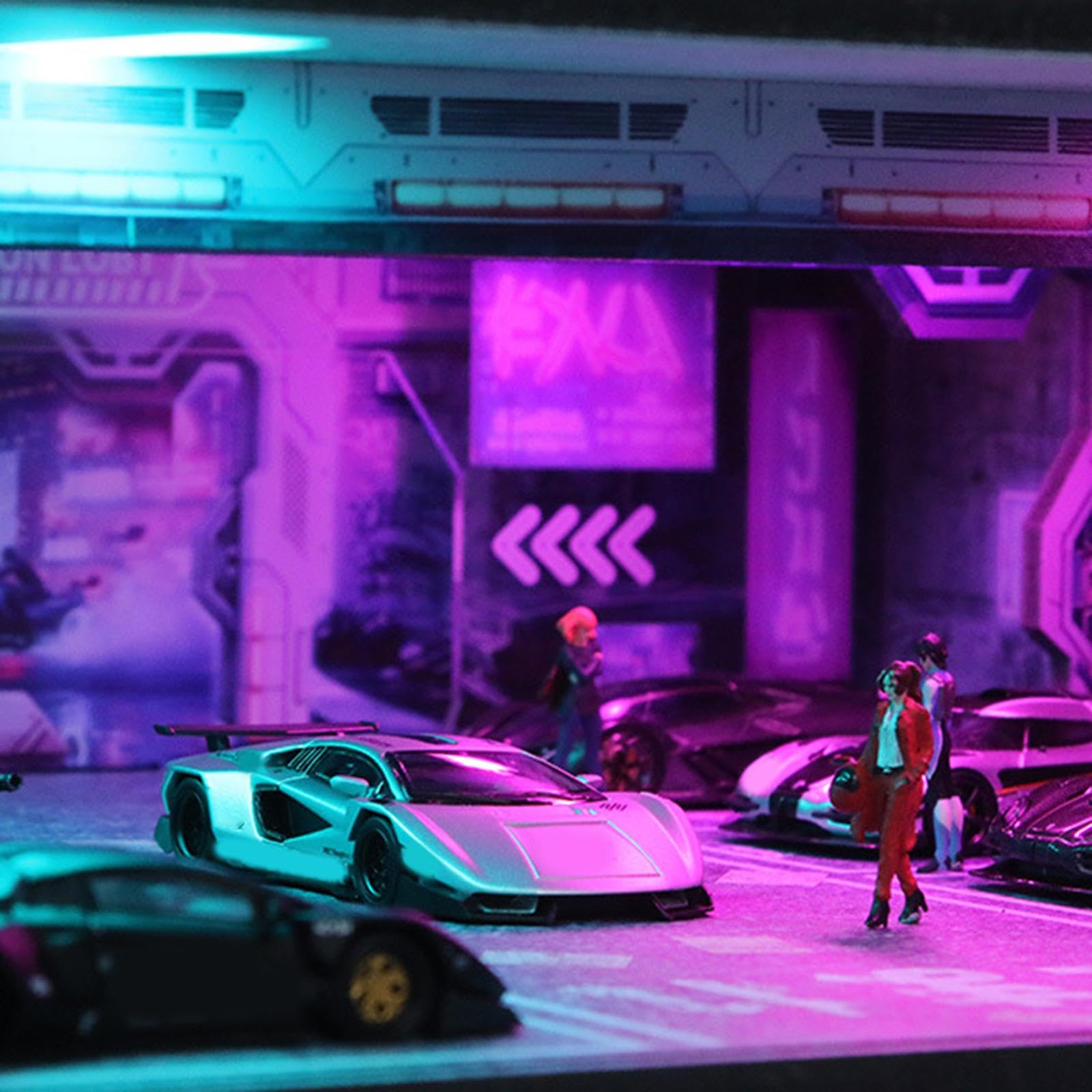 Vitrine für Modellautos Im Maßstab 1:64, Garagendiorama, Miniaturszene