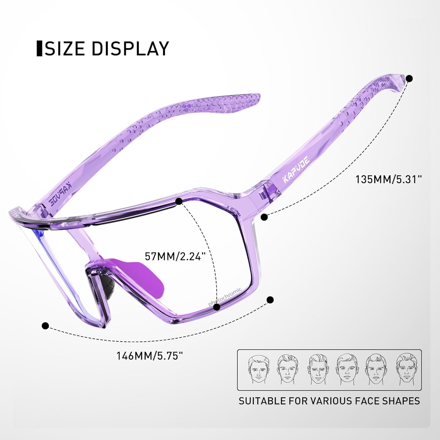 KAPVOE Photochromic Cycling Glasses Men Mountain Bike Glasses Women Clear MTB Sports Sunglasses Bicycle Triathlon Running