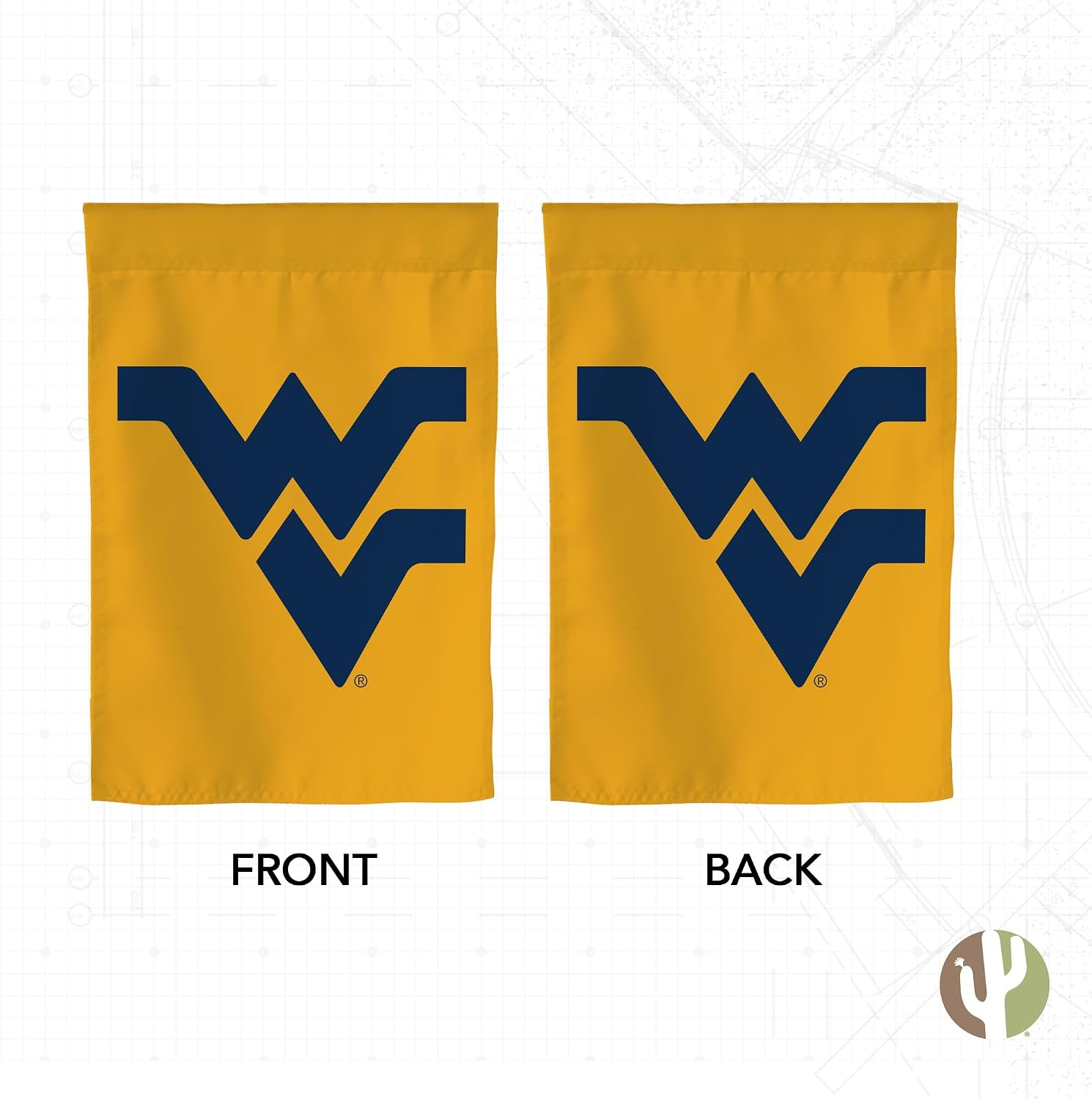 Desert Cactus West Virginia University WVU Garden Flag – 19 x 12 inch West Virginia Mountaineers Banner, For Outdoor Display and Events (Design F)