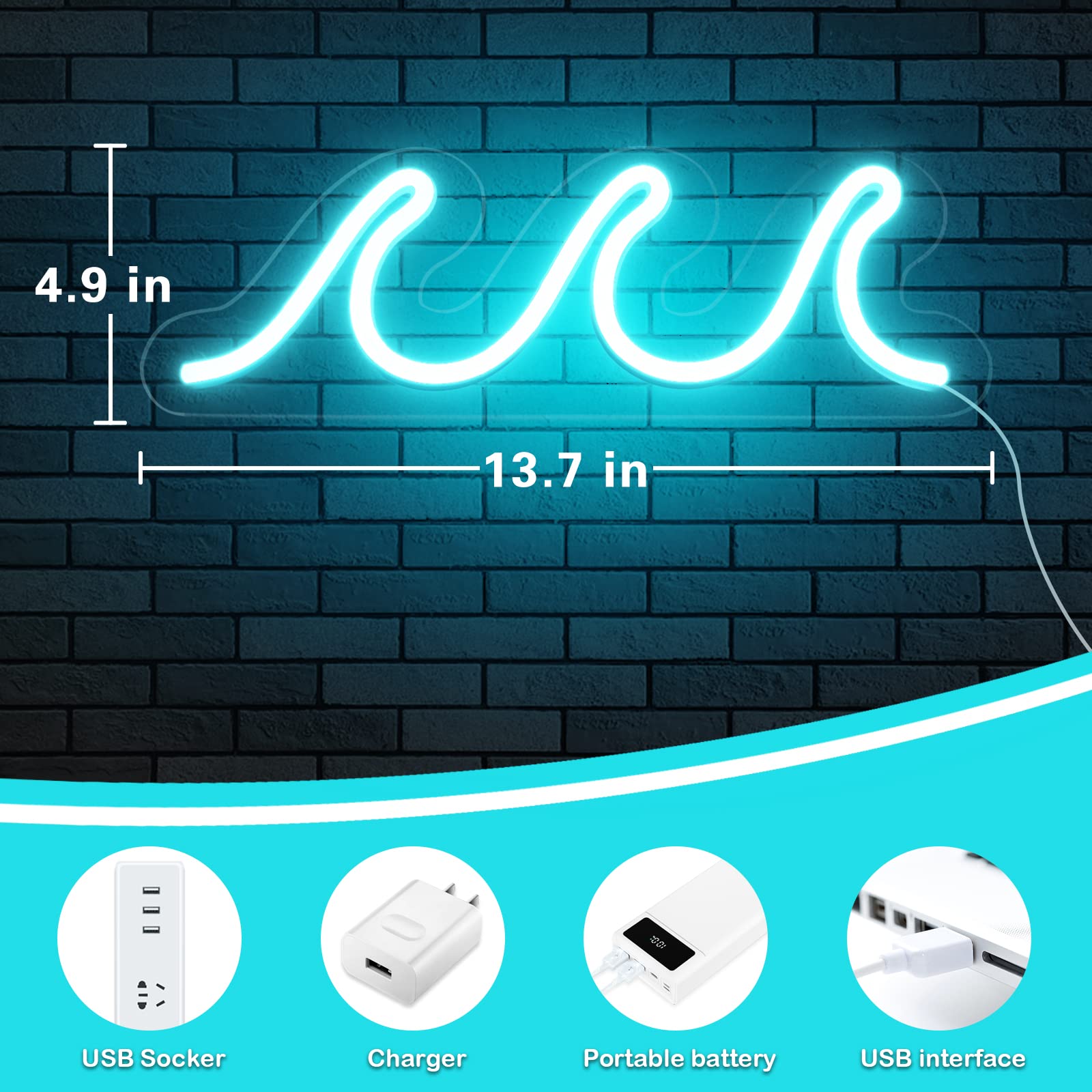 Amazon.com : Wave Neon Signs for Bedroom, Ice Blue LED Neon Signs