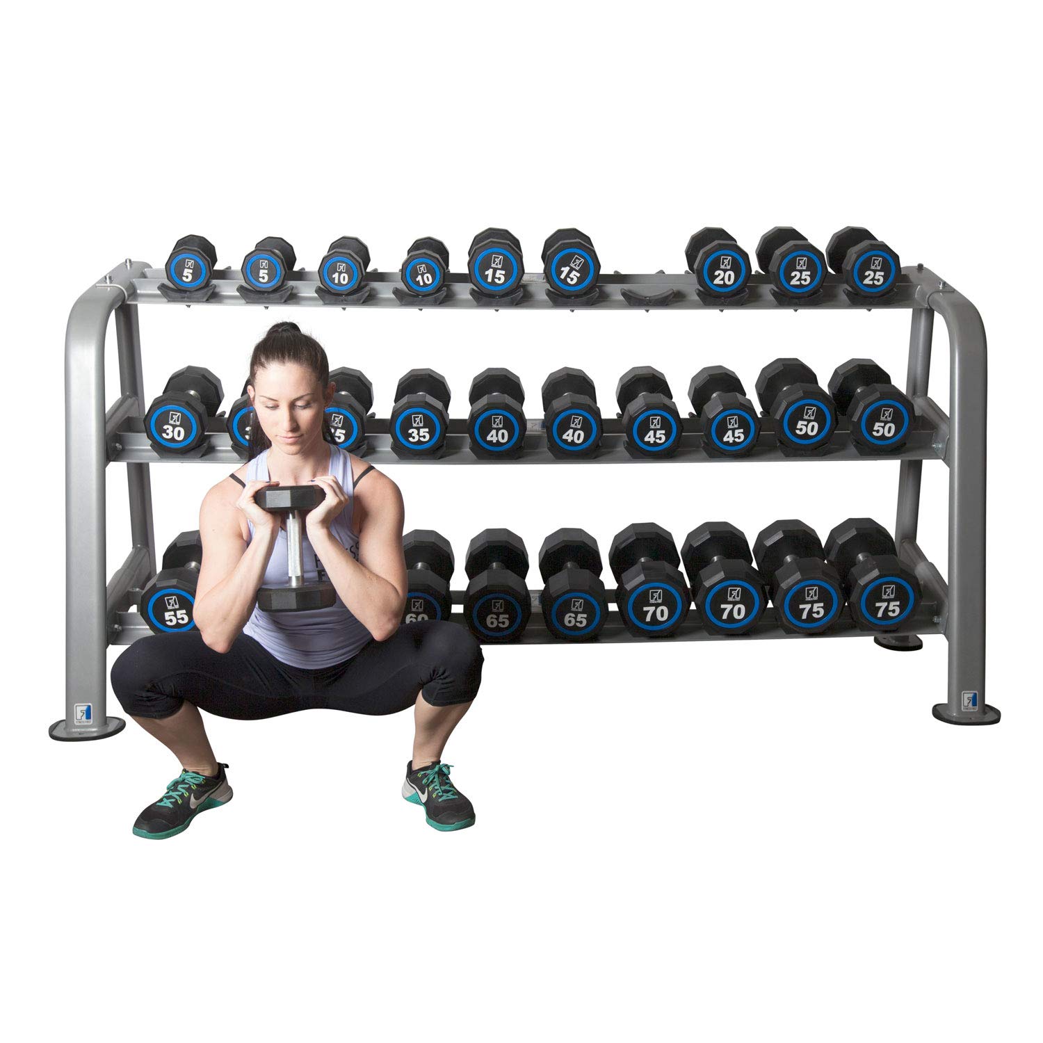 Fitness First Dumbbell Rack, Gray, Holds 15 Pairs
