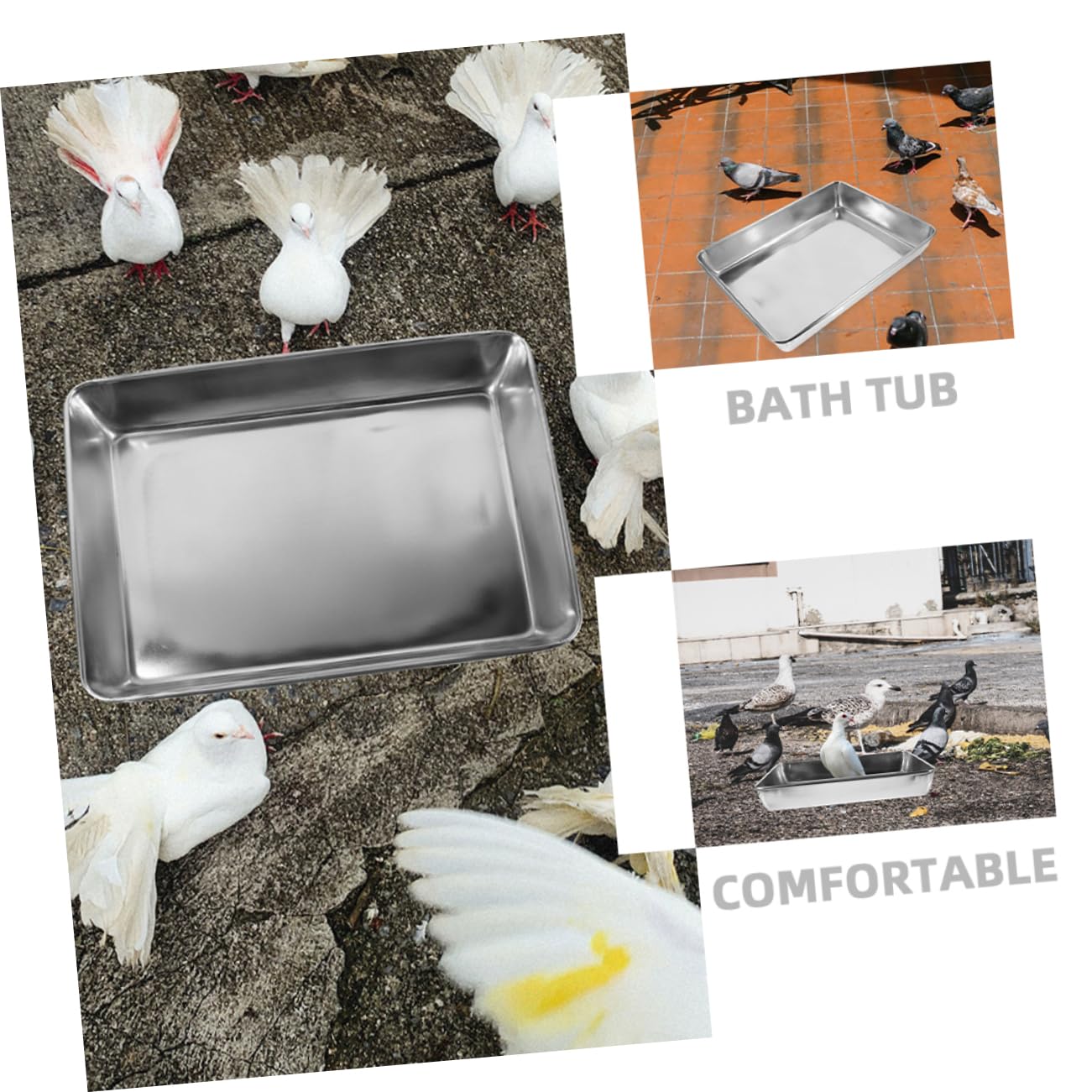 Vogeltränke Edelstahl mit Glatten Kanten Tiefer Edelstahl Badeschale für Vögel und Tauben Geeignet als Vogelkäfig Badewanne Zubehör zum Baden und Reinigen