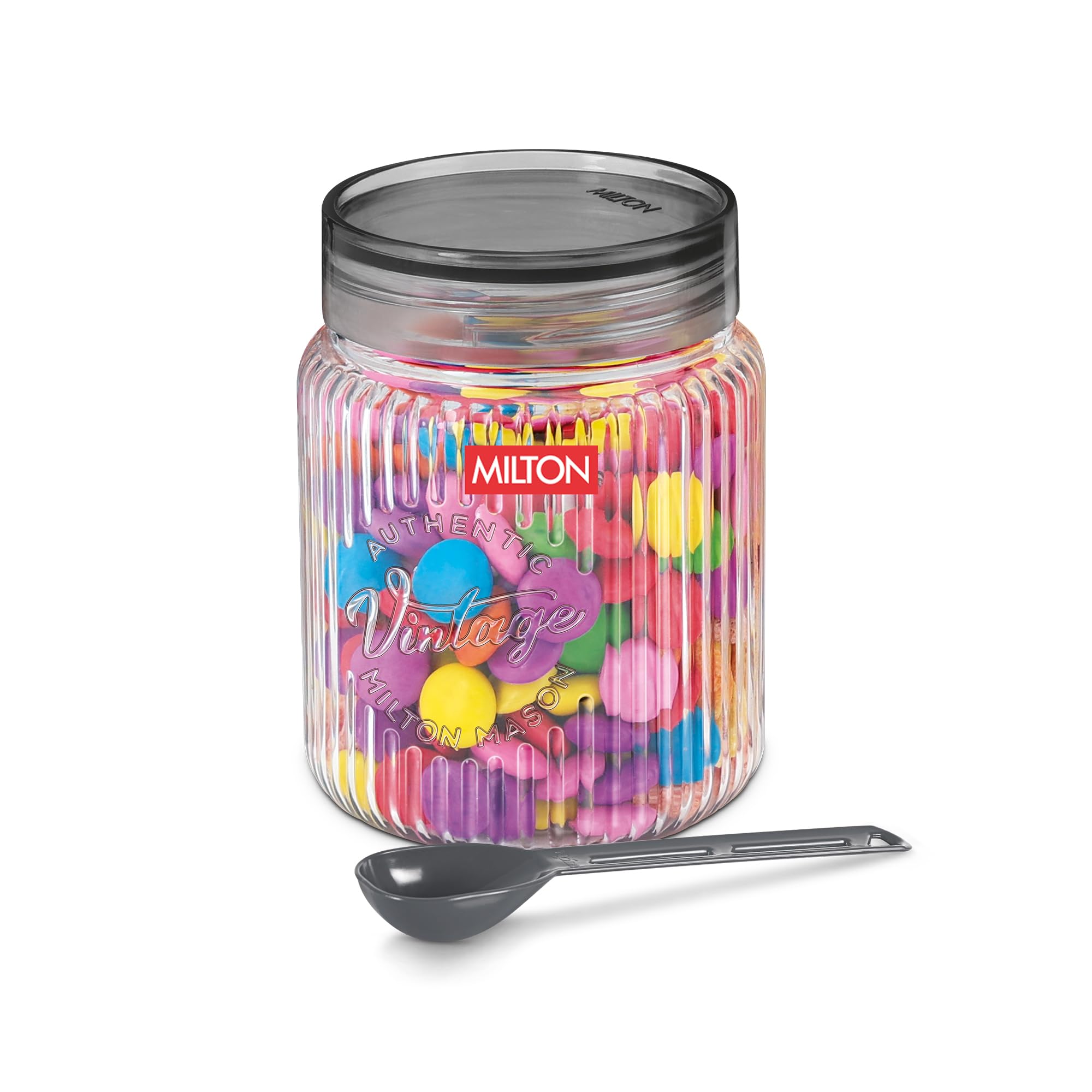 MILTON Olive Airtight Containers with Spoons for Kitchen Storage, Food Grade, BPA-Free Plastic, Stackable & Transparent Organizer Jar, Masala Dabba, Ideal for Tea, Coffee, Sugar, Dry Fruits, Snacks