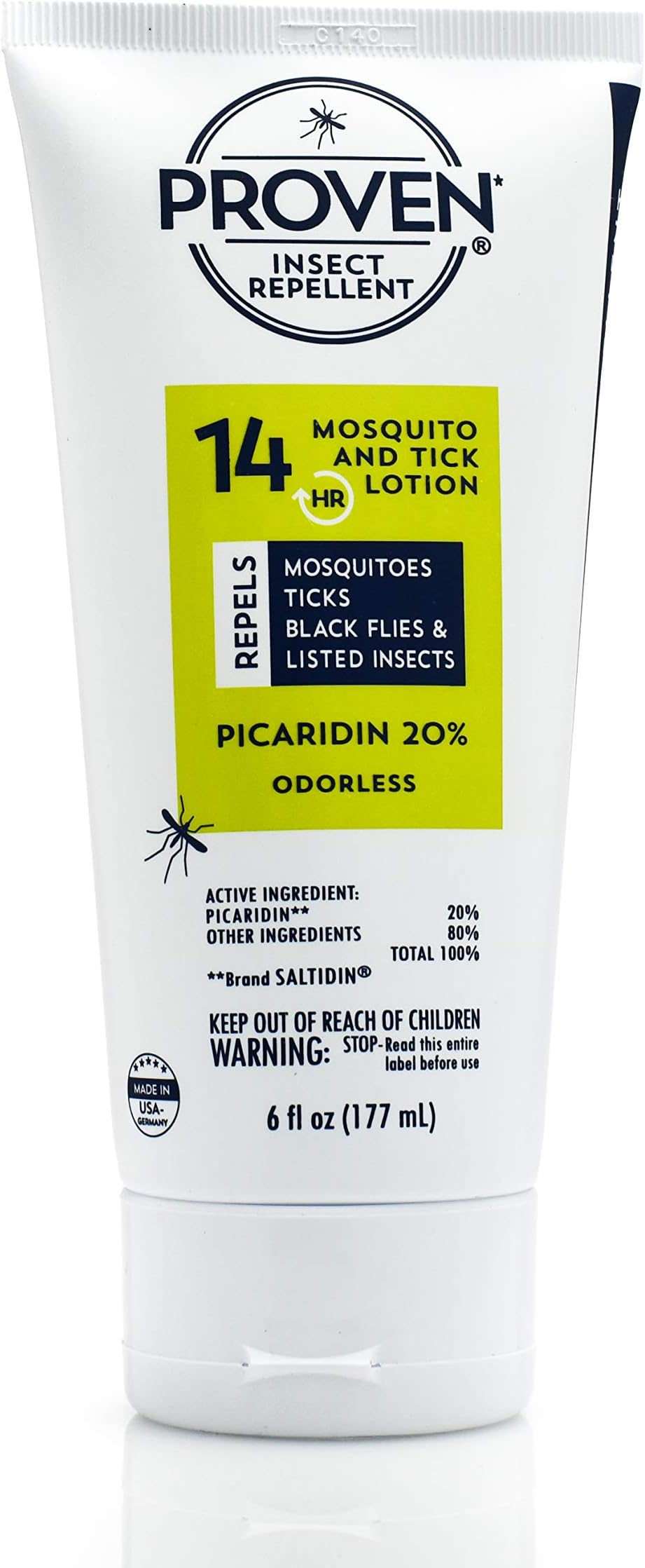 Insect Repellent Lotion, Keep Mosquitoes, Ticks and Flies Off, DEET Alternative Repellent, Up to 14-Hour Protection, Great for Outdoor Camping and Hiking, 6 Ounce, Odorless Lotion