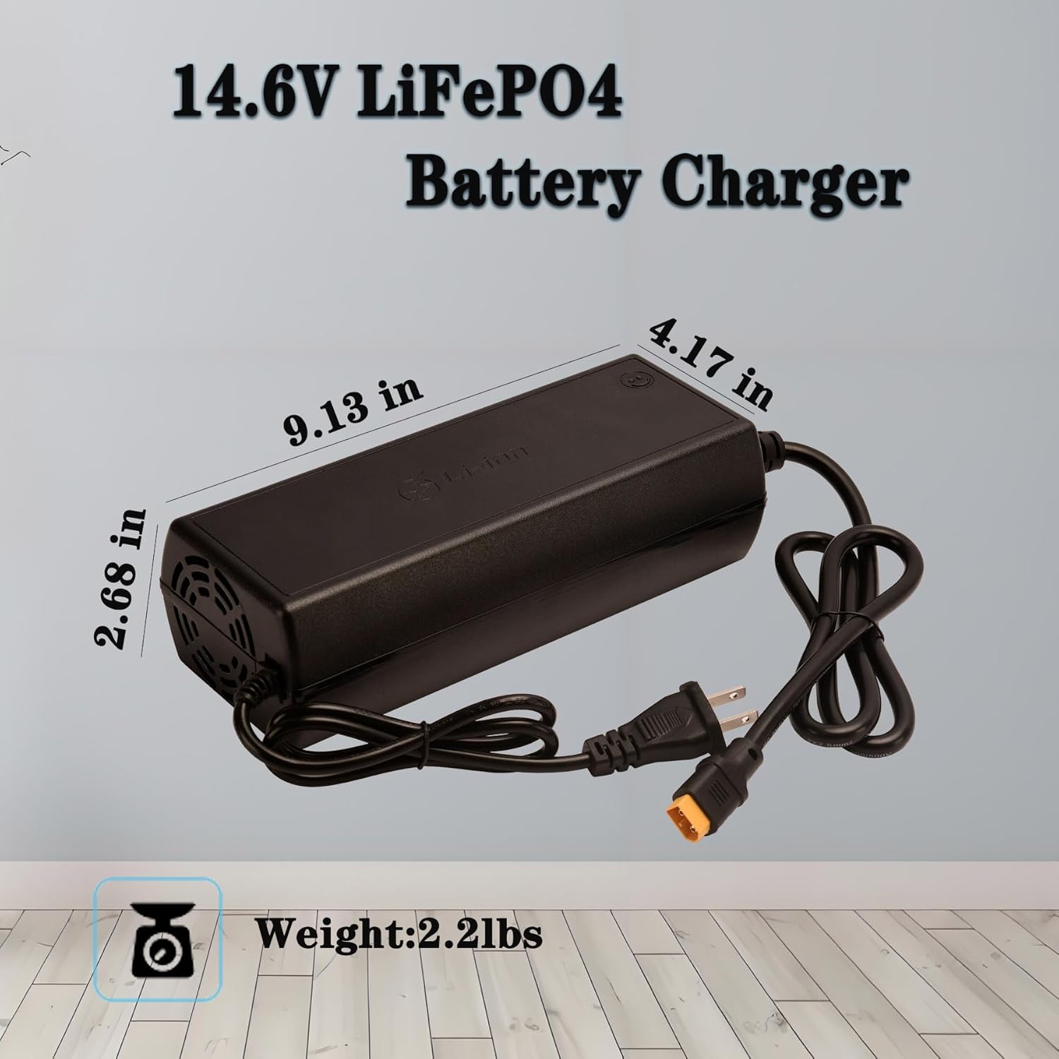 LiFePO4 Battery Charger, 14.6V 25A, for 12V Lithium Iron Phosphate Battery, Fast Charging, Safety Protections, Battery Maintainer