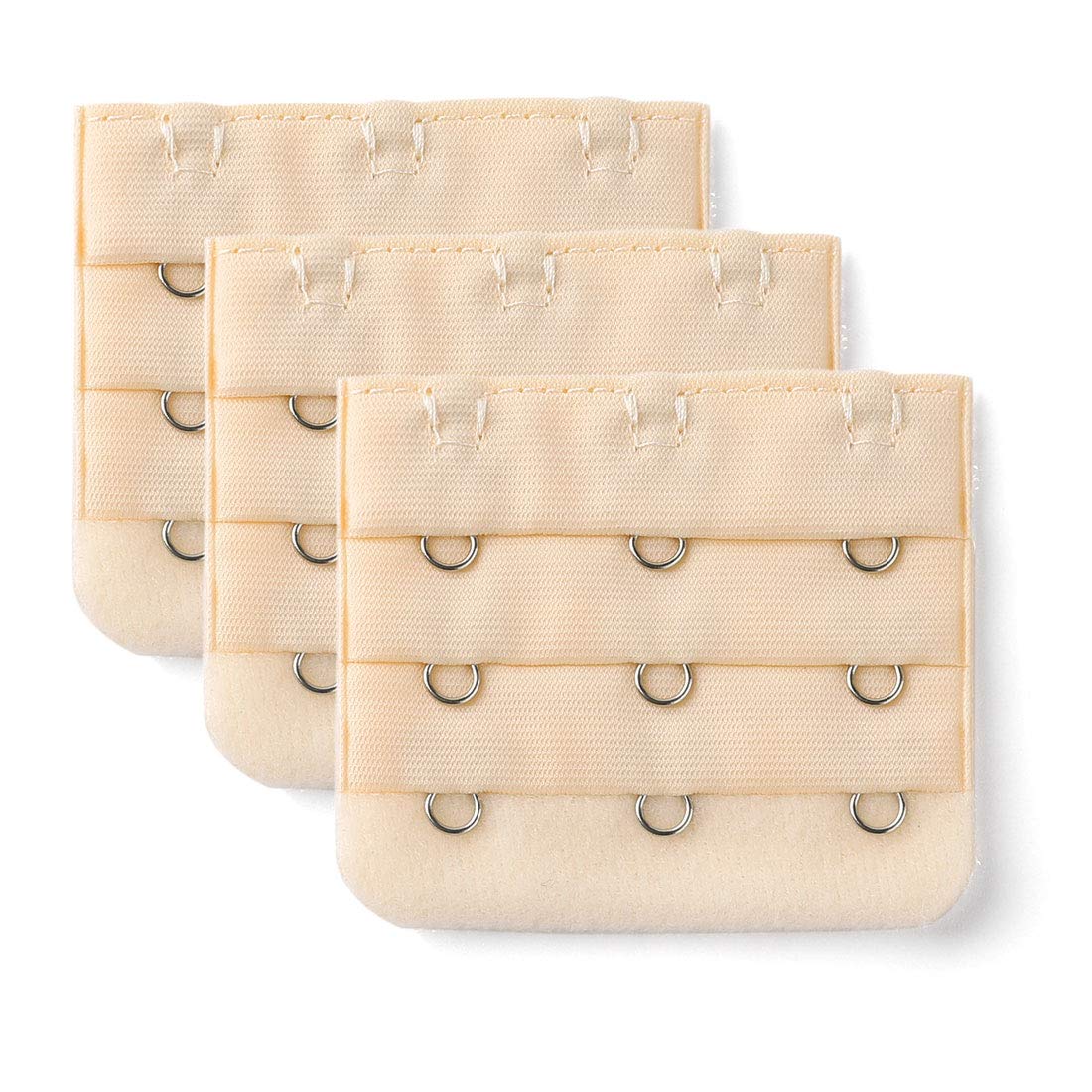 Sourcing Map Women's Champagne Color 3 Hook 3 Row Stretchy Bra Strap Extenders Buckle Hooks Bra Band For 3 Pcs