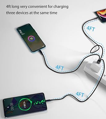 USB C to Multi 3 Type C Splitter Cable 4FT 2Pack, USB C to 3 USB-C