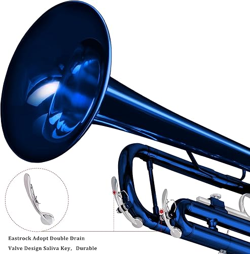 Miniatura 33 de EASTROCK Bb Trumpet Juego de trompeta estándar con estuche de transporte, guantes, boquilla 7C y kit de limpieza (negro)