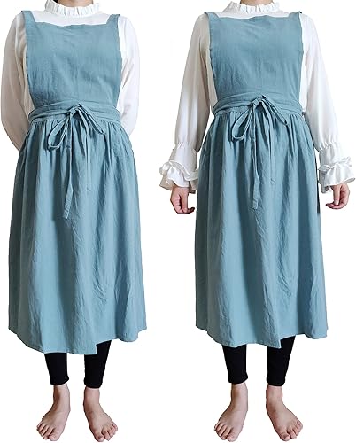 Miniatura 8 de Delantal vintage para mujeres y niñas, vestido de jardinería con espalda cruzada