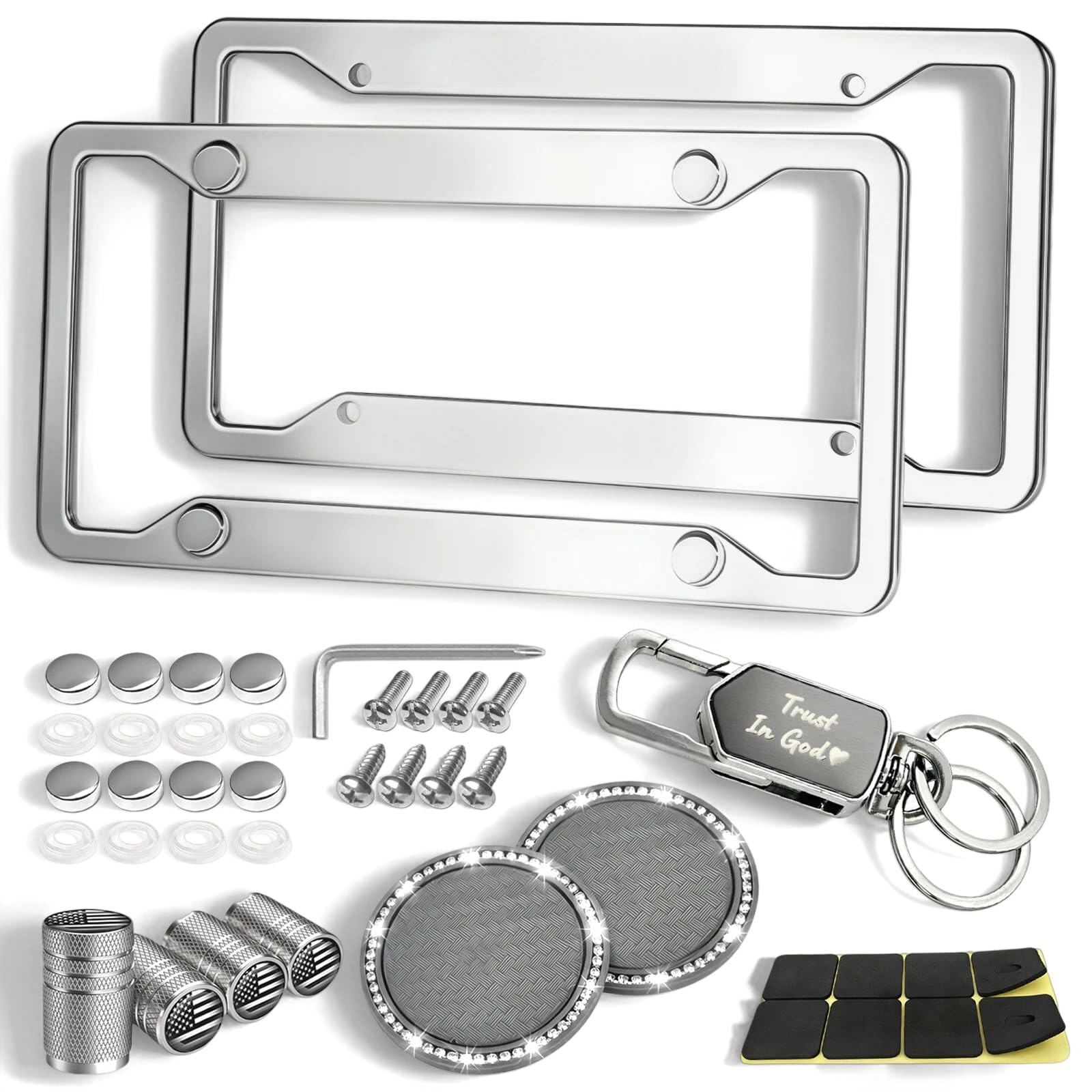 YEVEDUO Rugged Stainless Steel License Plate Frame