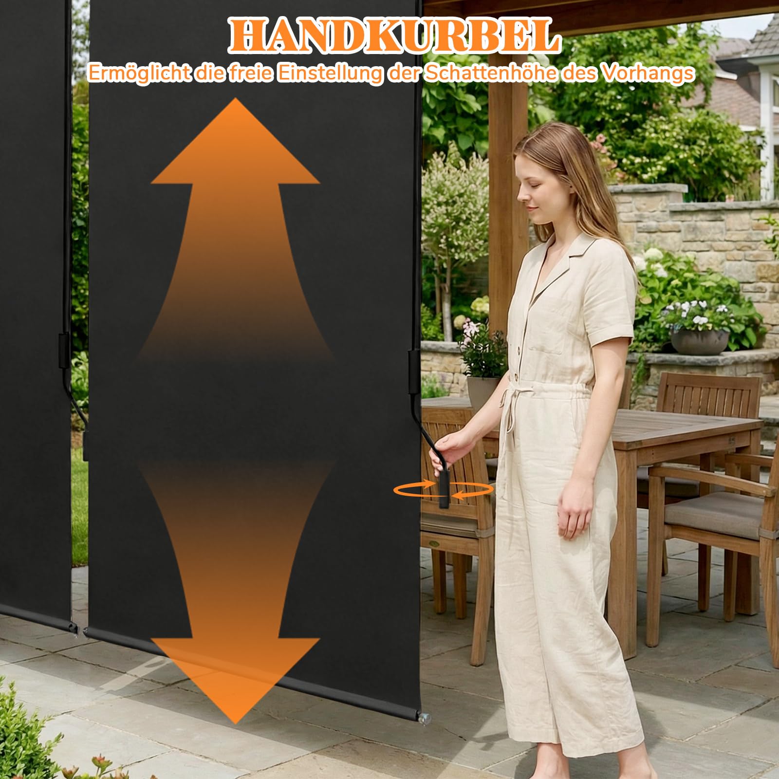 Huracan Store Vertical Extérieur 160 x 250 cm, Protection Solaire en Aluminium avec Manivelle, Résistant à l'eau, Store de Jardin, Store de Terrasse, Balcon Brise-Vue, Anthracite