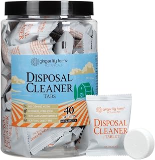 Ginger Lily Farms Botanicals Garbage Disposal Cleaner Tabs, Deep Cleaning Tablets for Sink Disposals, Removes Odor-Causing Residues, Citrus Scent, 40-Count
