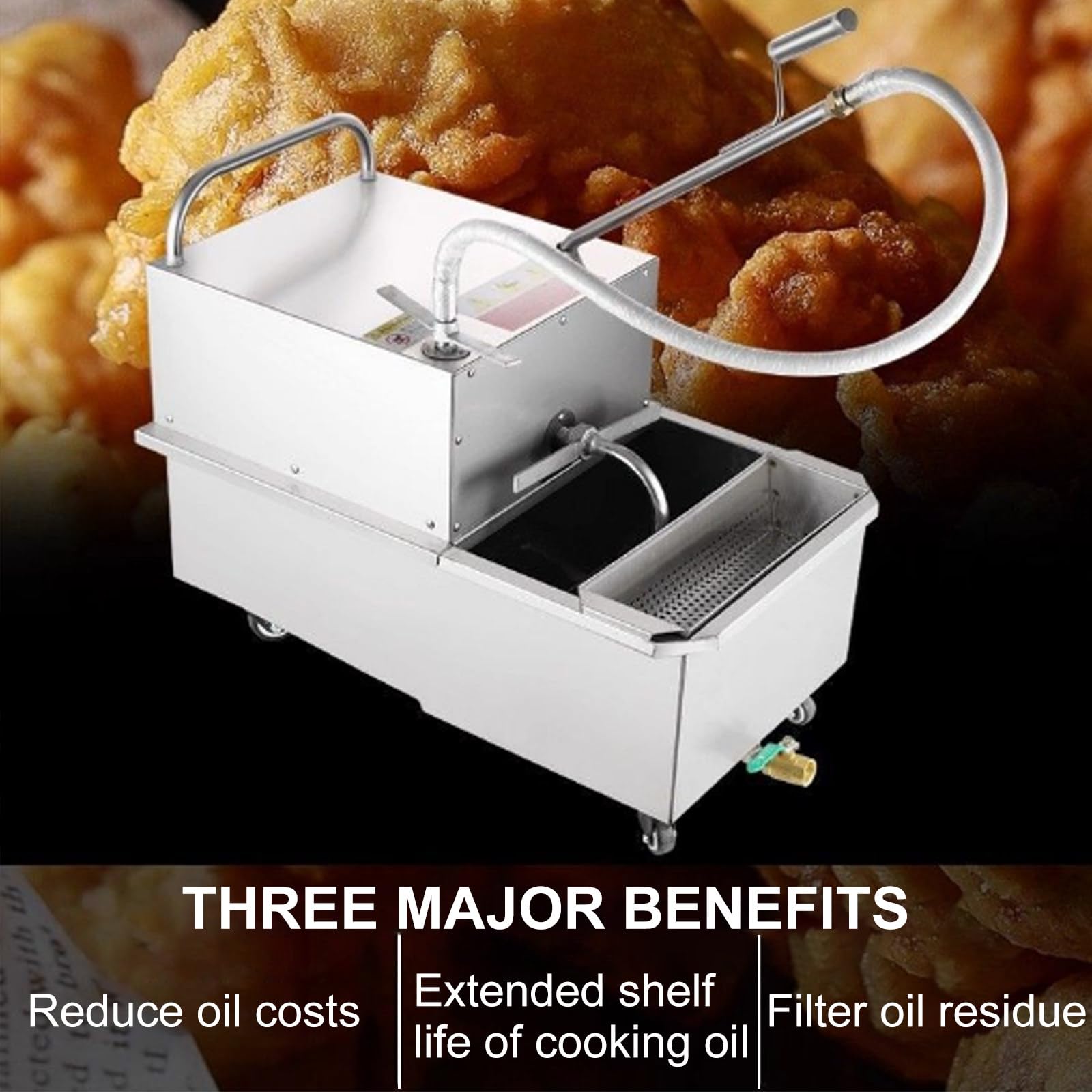 Máquina de filtro de freidora comercial, sistemas de filtración de aceite para separación de aceite de cocina, carrito de llenado de acero inoxidable para restaurantes, movilidad fácil de usar