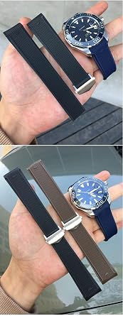 20mm 22mm Natural Rubber Watchband,for TAG Watch Heuer Aquaracer 300 500 Diving Strap Sports Wristband(Black Black,21mm)