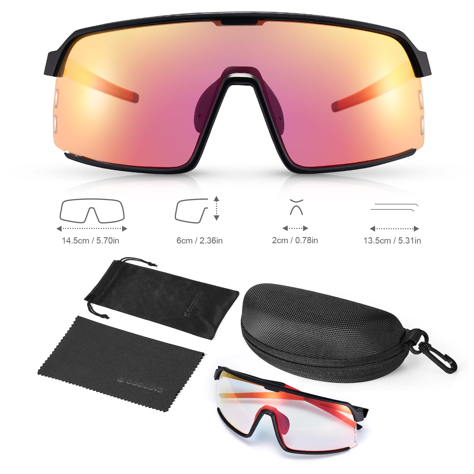 Odoland gafas deportivas hombre fotocromáticas gafas bicicleta gafas de sol para ciclismo UV400 lentes intercambiables gafas correr para MTB bicicleta running mujeres