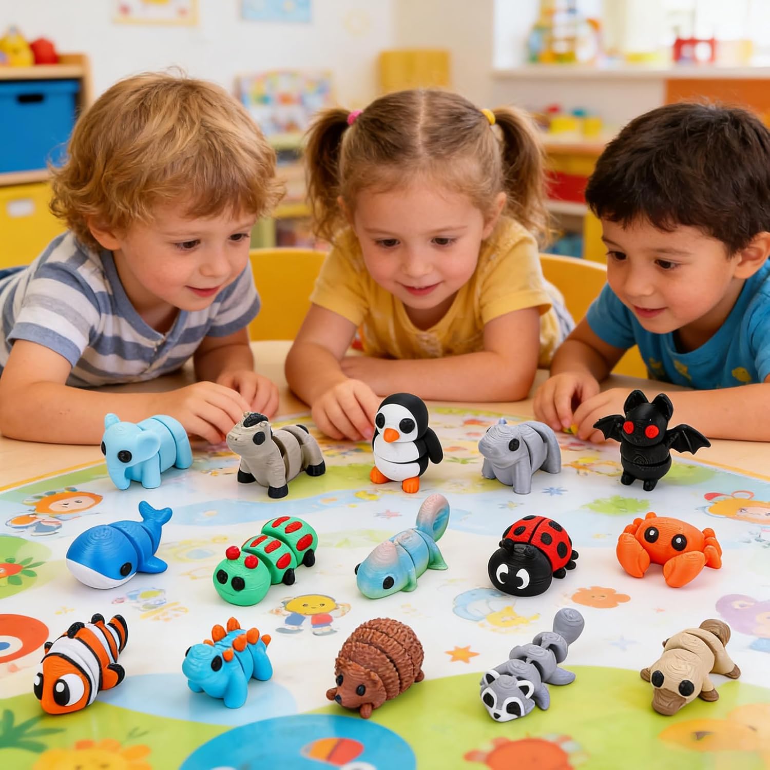 36 PCS 3D Printed Animals Set, Articulated 3D Printed Fidget Animal Toys for Kids Students Classroom Rewards,Party Favors, Easter Christmas Goodie Bag Stuffers, Desk Decor