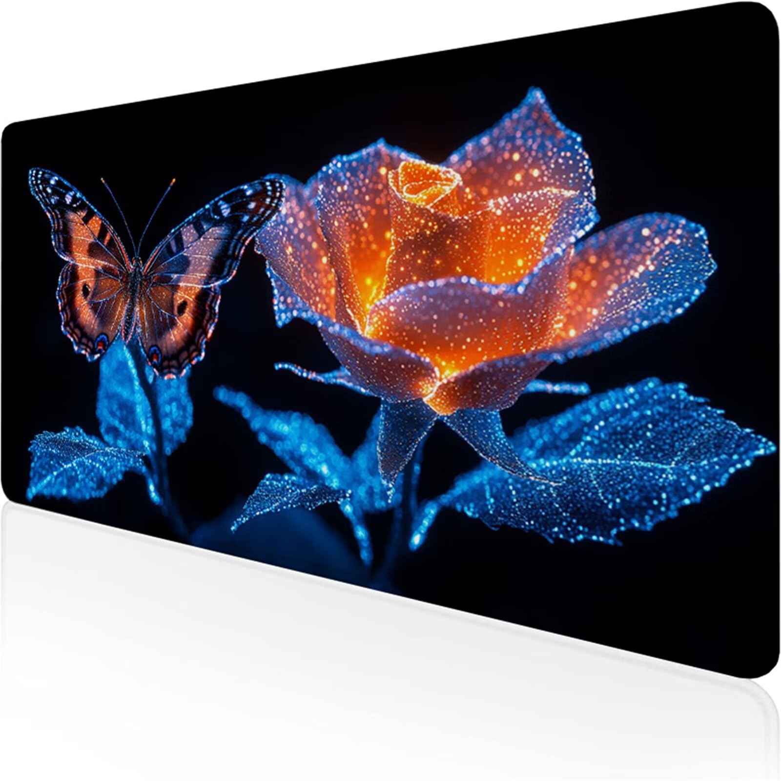 Niebieska podkładka pod mysz dla graczy XXL 1600 x 800 x 3 mm, pod ręką motyl biurko z antypoślizgową i wodoodporną gumową podkładką pod mysz, gładka powierzchnia poprawia dokładność i szybkość D1-647
