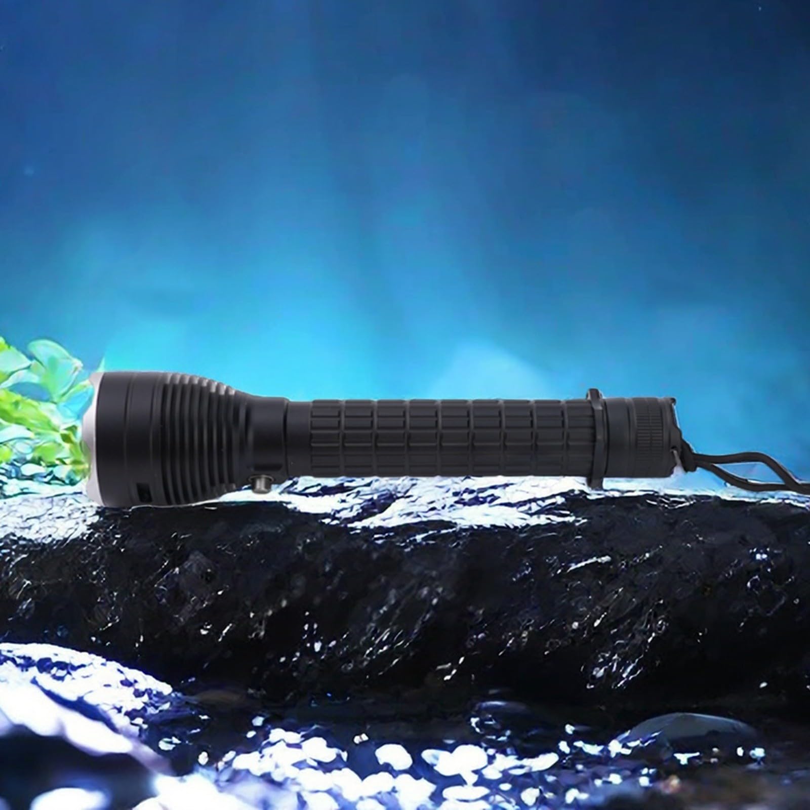 Torcia subacquea P70 LED 4000LM torcia subacquea IPX8 impermeabile in lega di alluminio con cinturino da polso per campeggio, pesca caccia (F)