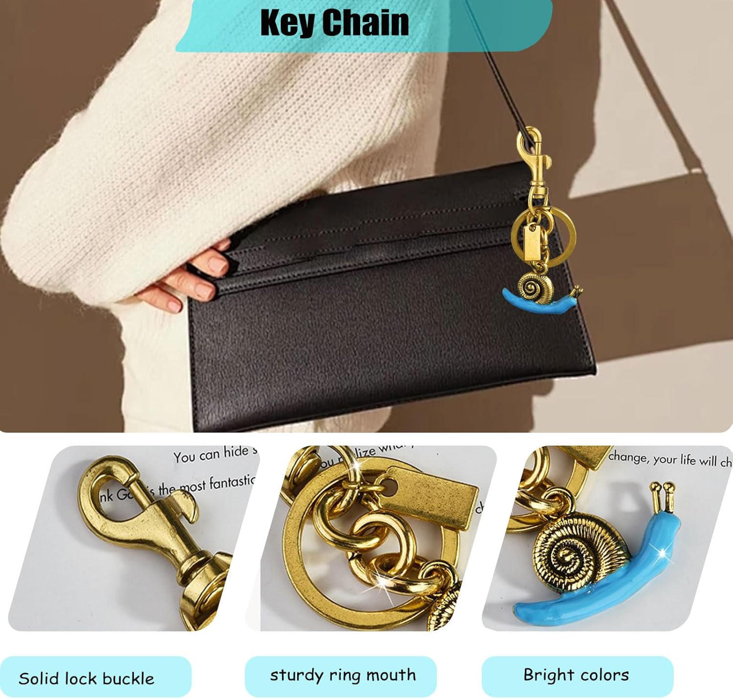 Metal Snail Keychain Bag Charms Car Charms For Handbags For Tote Bags Keychains For Women - Image 2