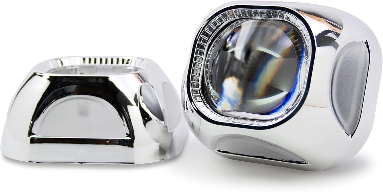 Morimoto Panasquare Square Projector Shroud, Chrome Finish Bezel with Mounting Clips for Custom Projector Retrofits (1x S270)
