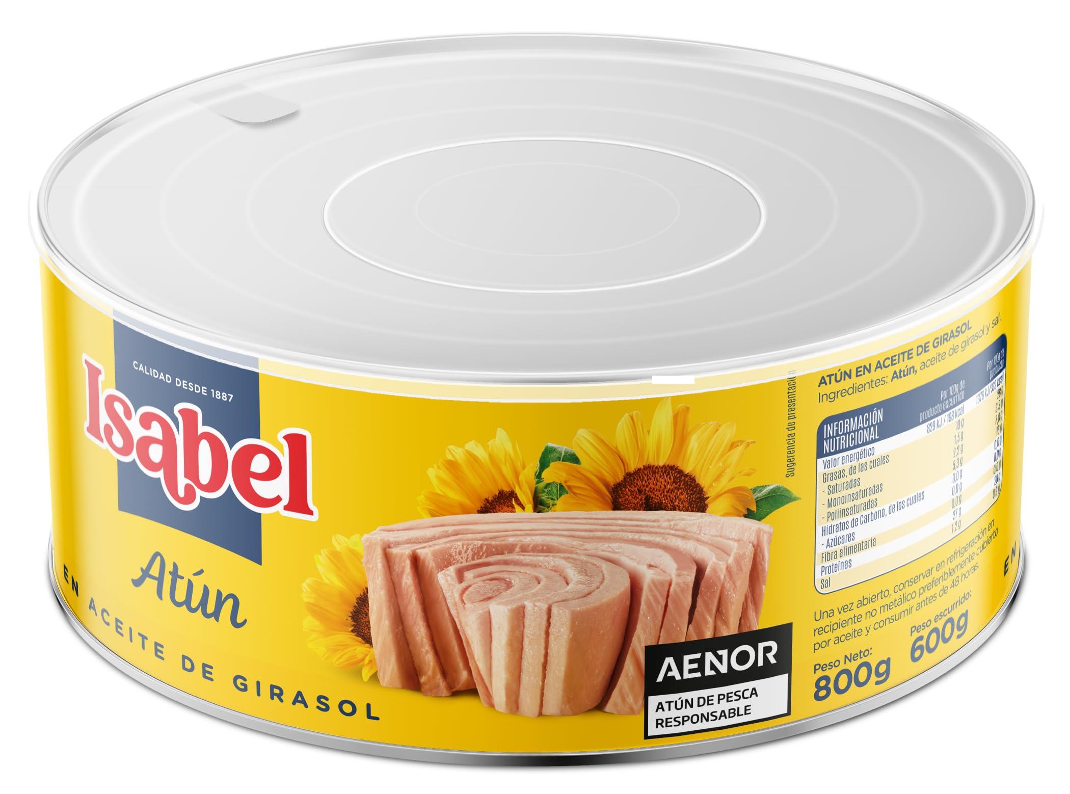 Isabel Atún en aceite de girasol, lata ahorro 900gr